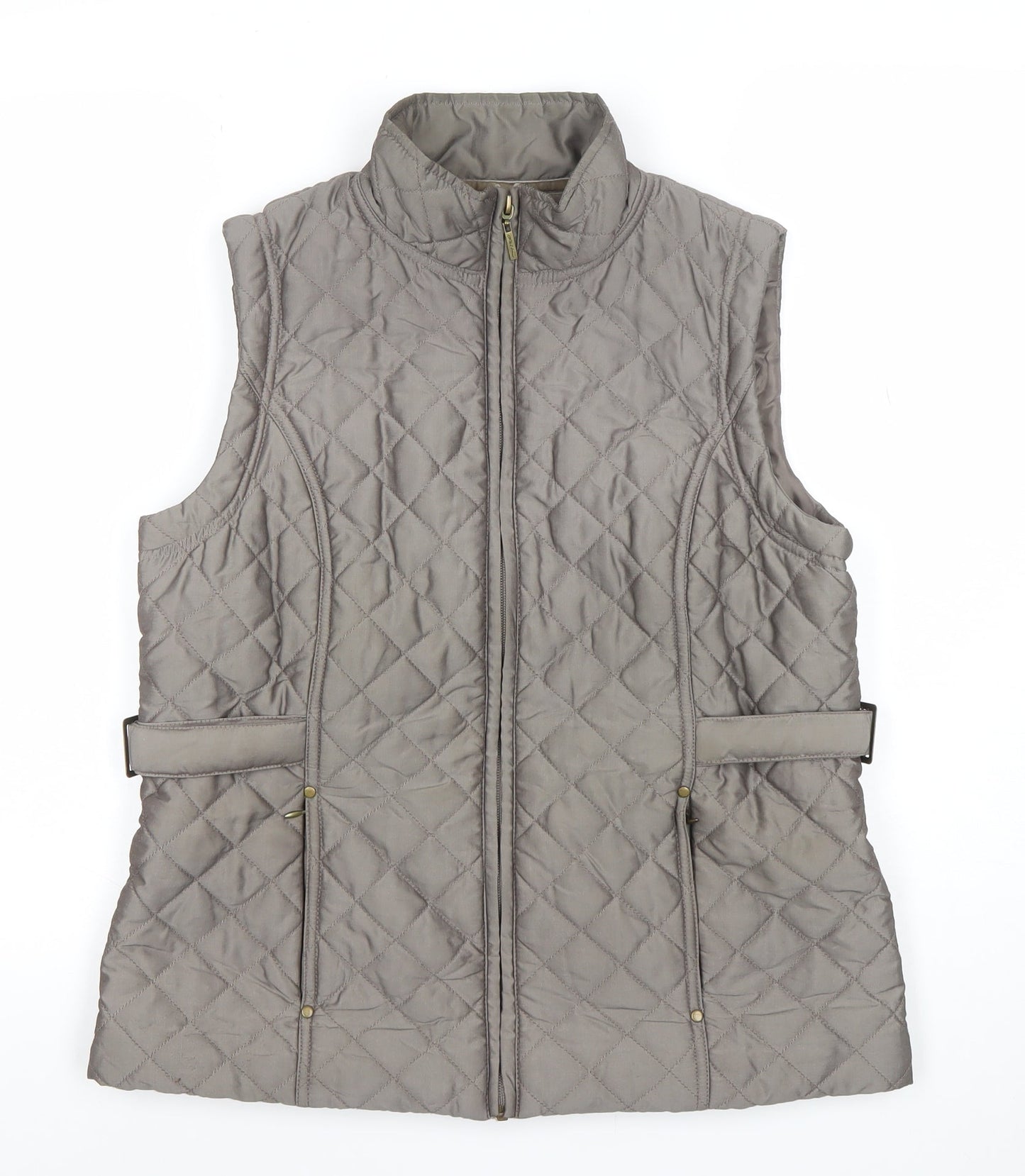 Dash Women’s Grey Quilted Waistcoat Gilet Size 12 Lightweight Zip Up