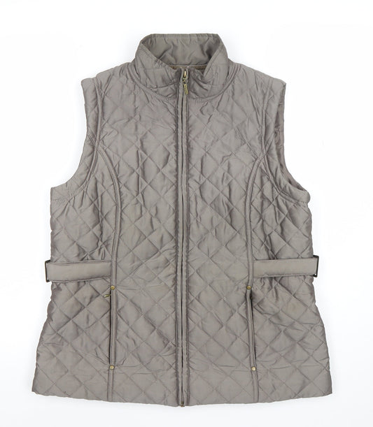 Dash Women’s Grey Quilted Waistcoat Gilet Size 12 Lightweight Zip Up