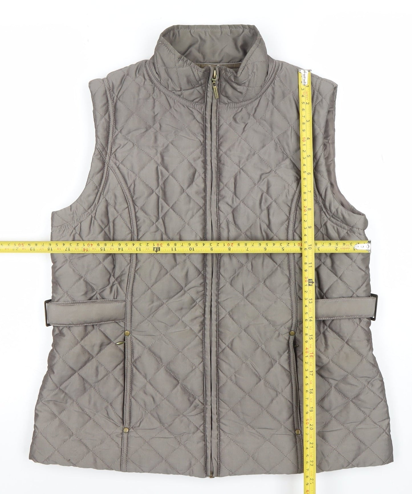 Dash Women’s Grey Quilted Waistcoat Gilet Size 12 Lightweight Zip Up