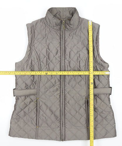 Dash Women’s Grey Quilted Waistcoat Gilet Size 12 Lightweight Zip Up
