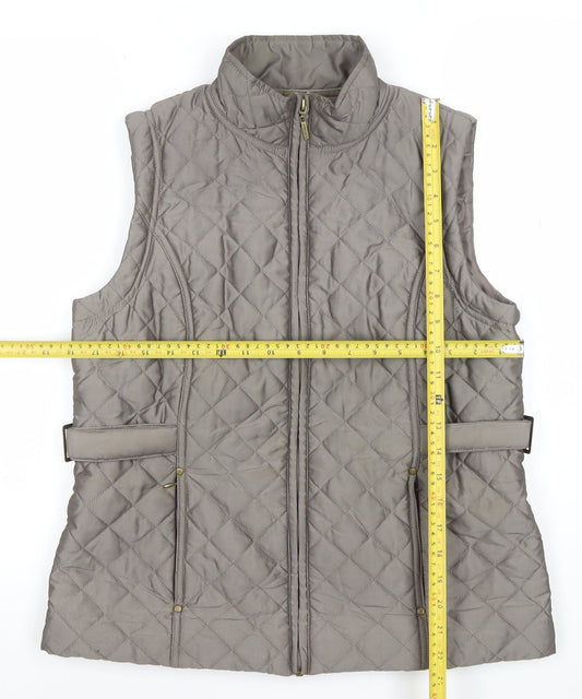 Dash Women’s Grey Quilted Waistcoat Gilet Size 12 Lightweight Zip Up