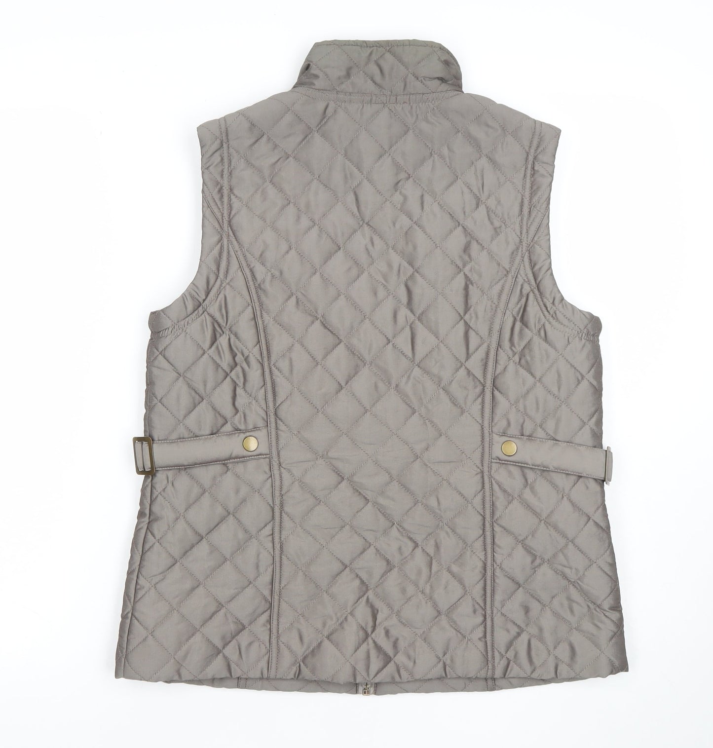 Dash Women’s Grey Quilted Waistcoat Gilet Size 12 Lightweight Zip Up