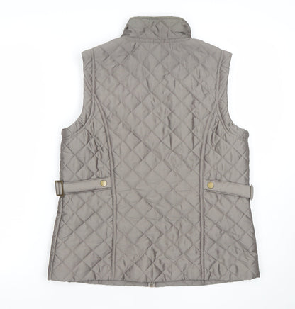 Dash Women’s Grey Quilted Waistcoat Gilet Size 12 Lightweight Zip Up
