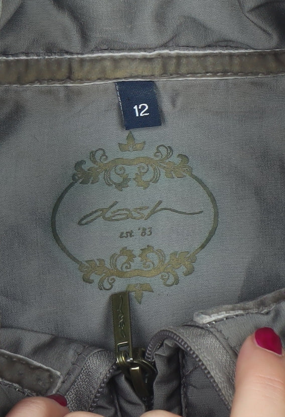 Dash Women’s Grey Quilted Waistcoat Gilet Size 12 Lightweight Zip Up