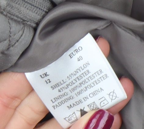 Dash Women’s Grey Quilted Waistcoat Gilet Size 12 Lightweight Zip Up