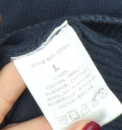 Blend Men's Blue Cotton Crew Neck Long Sleeve Pullover Jumper L