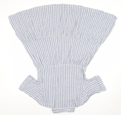 Primark Womens Blue Striped Shirt Dress Size 8 Midi Cotton Blend