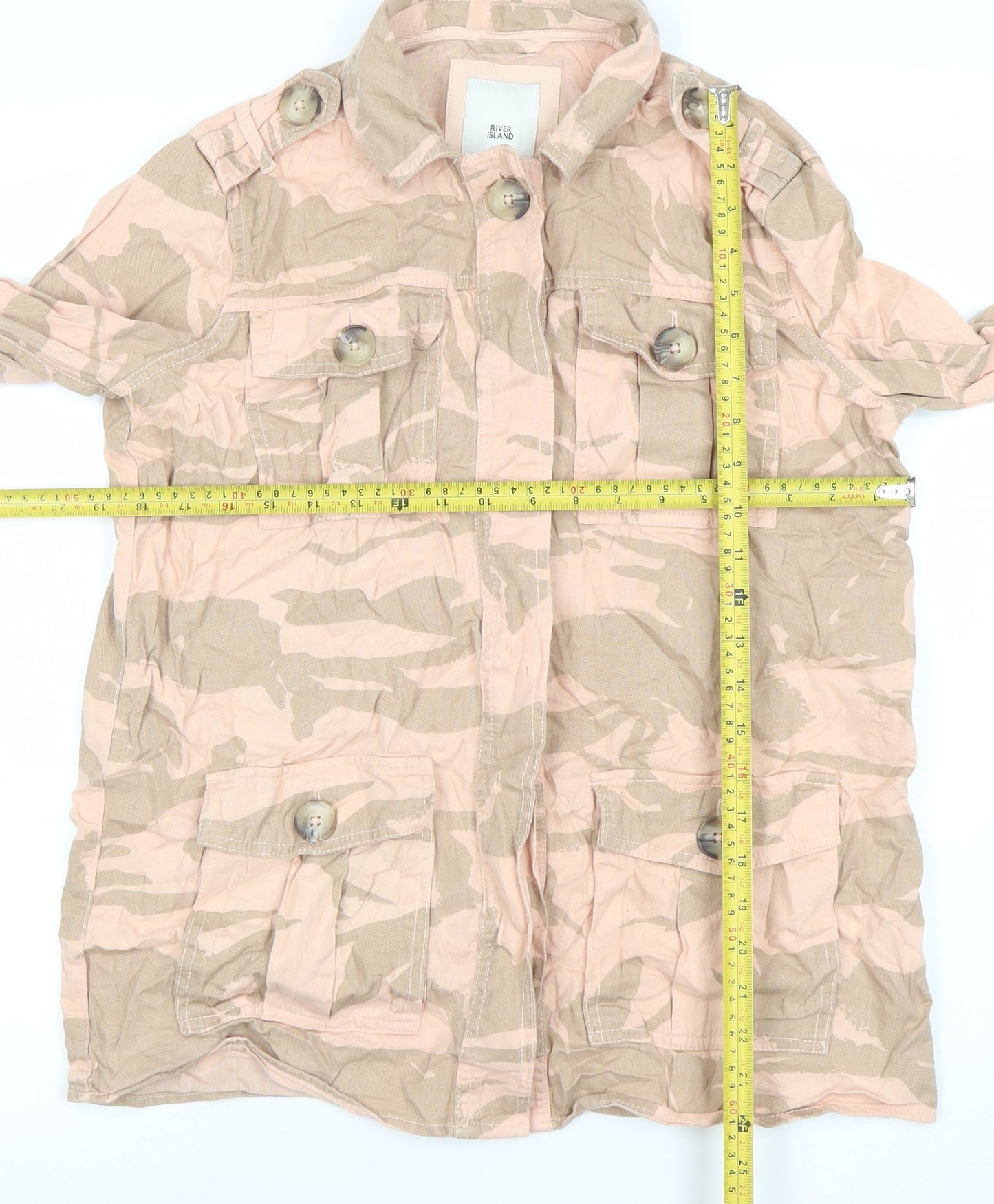 Womens UK Size S River Island Beige Military Jacket