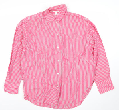 H&M Men’s Pink Striped Button-Up Cotton Shirt XS Regular Fit