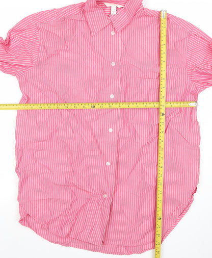 H&M Men’s Pink Striped Button-Up Cotton Shirt XS Regular Fit