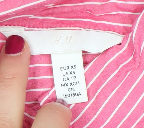 H&M Men’s Pink Striped Button-Up Cotton Shirt XS Regular Fit