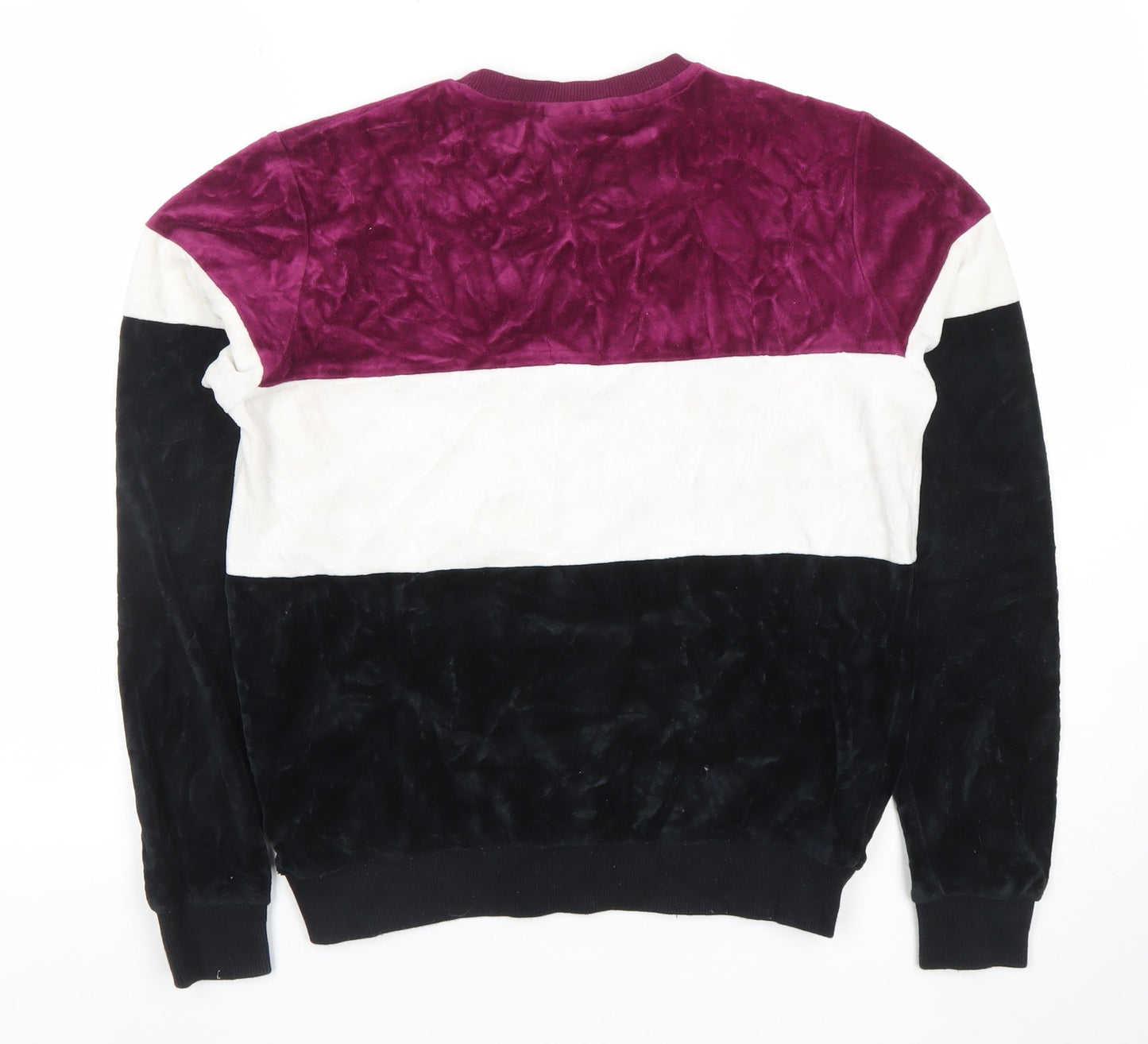 FILA Womens Colourblock Velour Sweatshirt Purple White Black XS