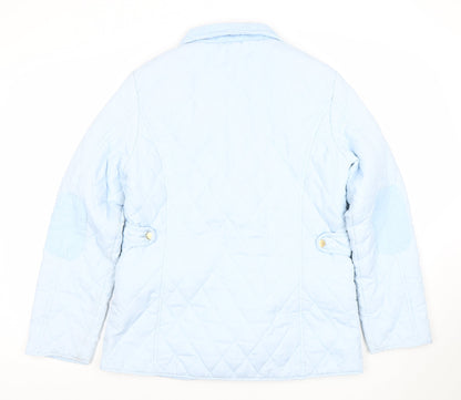 David Barry Women's Blue Quilted Mid-Length Jacket Size 14