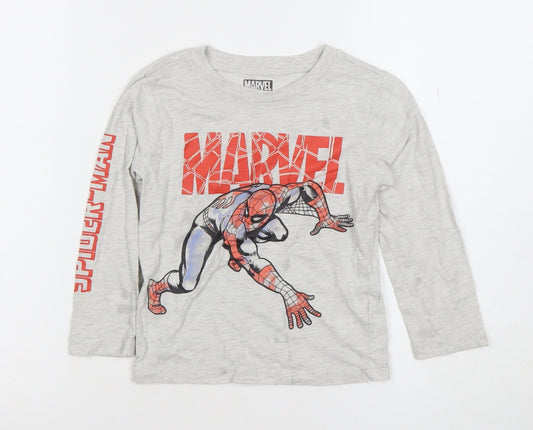 Boys UK Size 4 Years Marvel Grey Basic T-Shirt