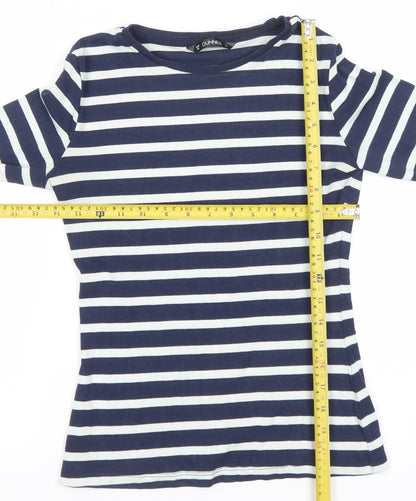 Dunnes Women Navy White Striped Long Sleeve T-Shirt XS Cotton Blend