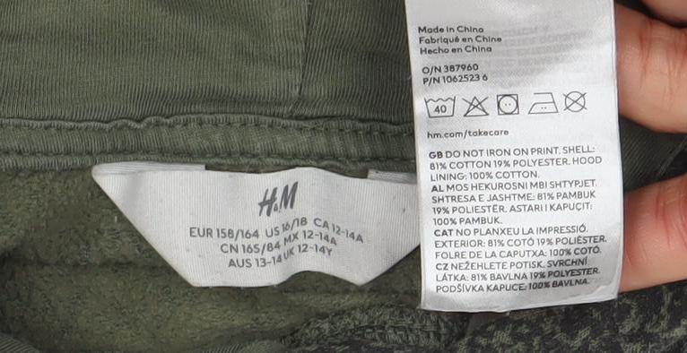 Boys UK Size 13-14 Years H&M Green Pullover Hoodie