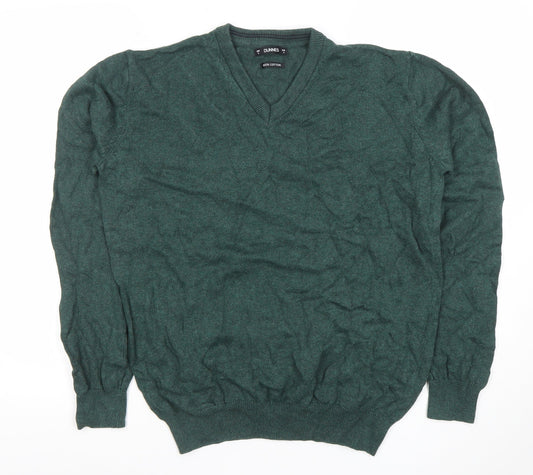 Dunnes Men Green Cotton V-Neck Jumper Size S Regular Fit