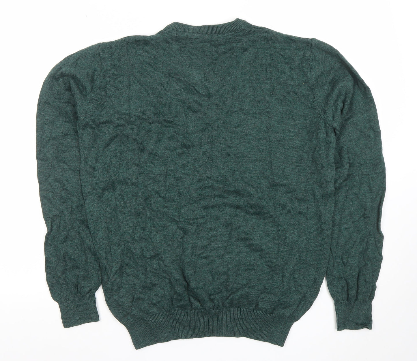 Dunnes Men Green Cotton V-Neck Jumper Size S Regular Fit