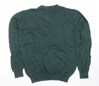 Dunnes Men Green Cotton V-Neck Jumper Size S Regular Fit