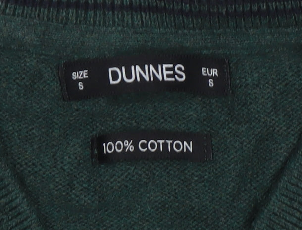 Dunnes Men Green Cotton V-Neck Jumper Size S Regular Fit