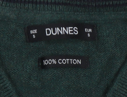 Dunnes Men Green Cotton V-Neck Jumper Size S Regular Fit