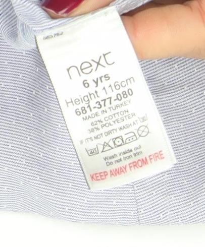 Boys UK Size 6 Years NEXT Blue Basic Button-Up