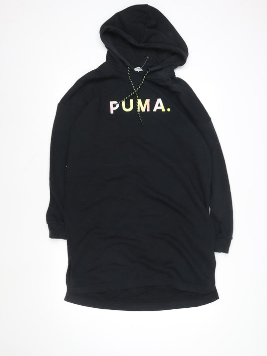 Puma Womens Black XS Pullover Hoodie with Logo Print