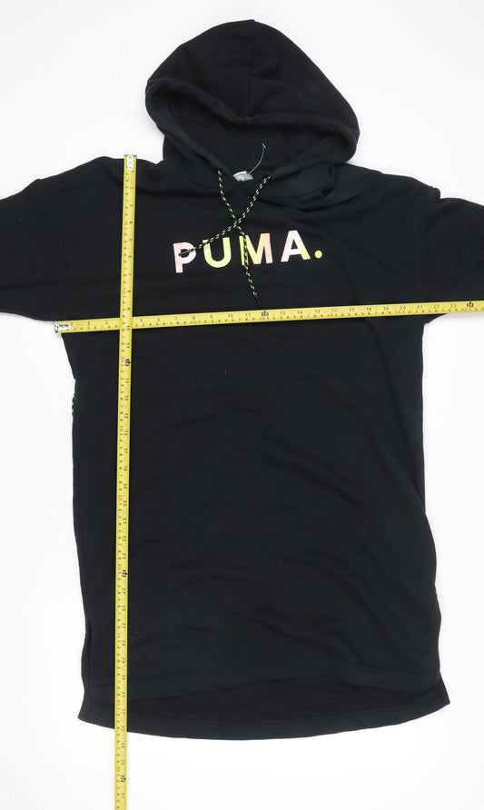 Puma Womens Black XS Pullover Hoodie with Logo Print