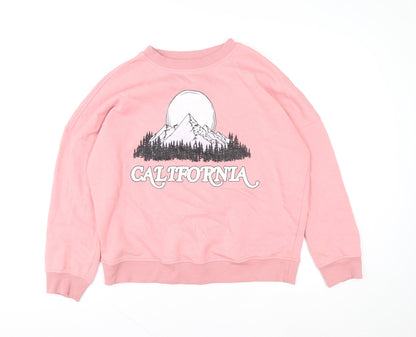 George Women Pink California Graphic Pullover Sweatshirt Size M