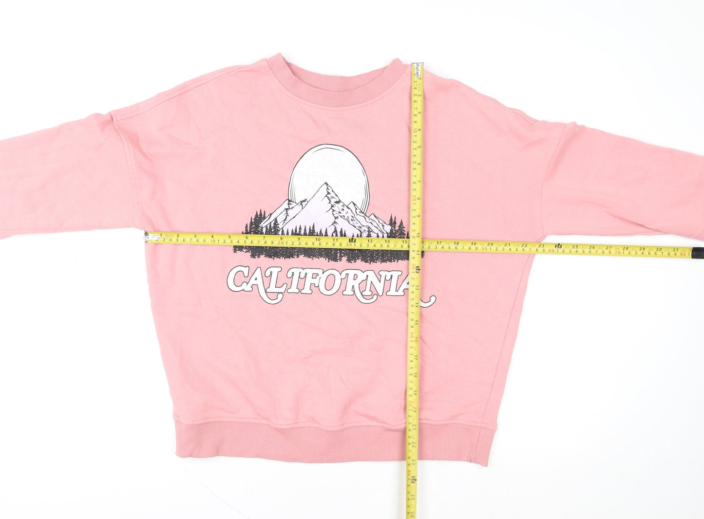 George Women Pink California Graphic Pullover Sweatshirt Size M