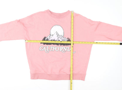 George Women Pink California Graphic Pullover Sweatshirt Size M
