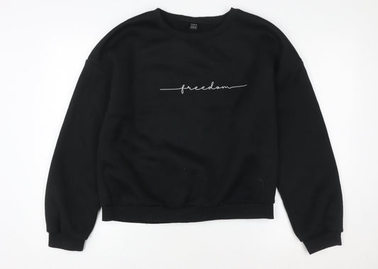SHEIN Womens Black Freedom Graphic Crew Neck Pullover Sweatshirt Size L