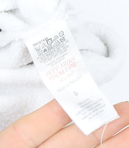 Boohoo Women’s Grey Full Zip Hoodie Small Cropped Sport Logo