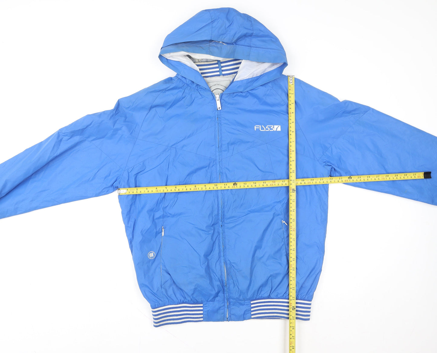 Mens UK Size L FLY53 Blue Windbreaker Coat