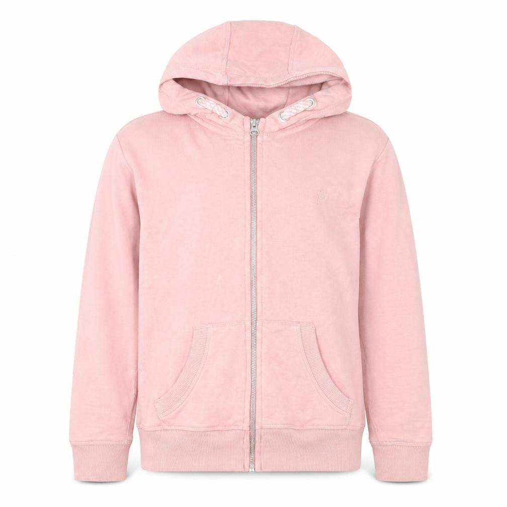 Front view of Next girls’ pink full zip hoodie 10 years cotton blend casual hooded top