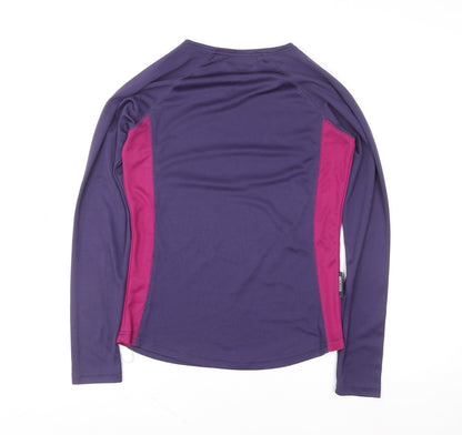 Mountain Warehouse Womens Purple Long Sleeve V-Neck IsoCool Sports Top Size 10