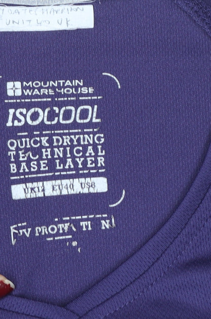 Mountain Warehouse Womens Purple Long Sleeve V-Neck IsoCool Sports Top Size 10