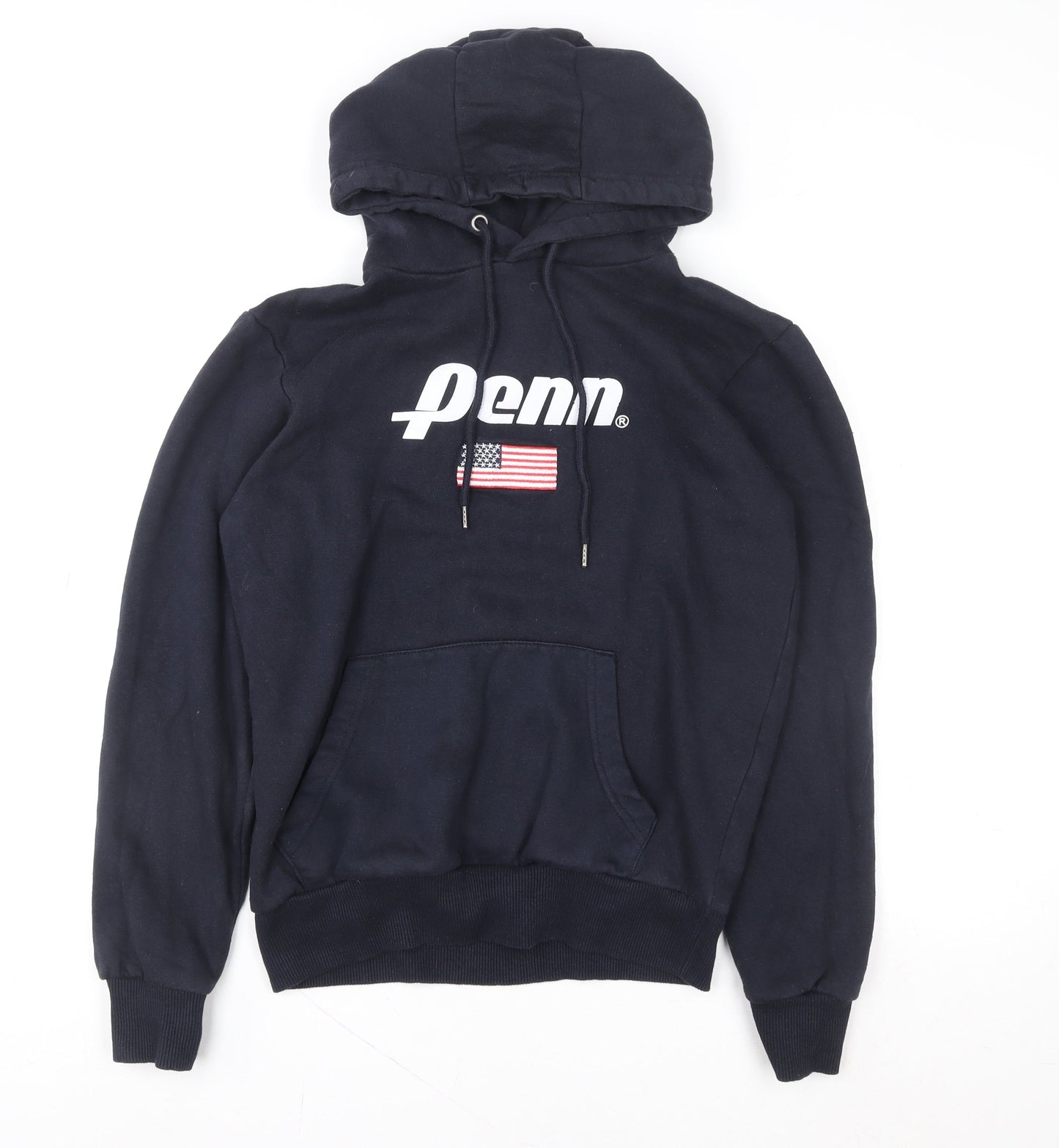 Primark Penn Men's Black Pullover Hoodie M USA Graphic Cotton Blend