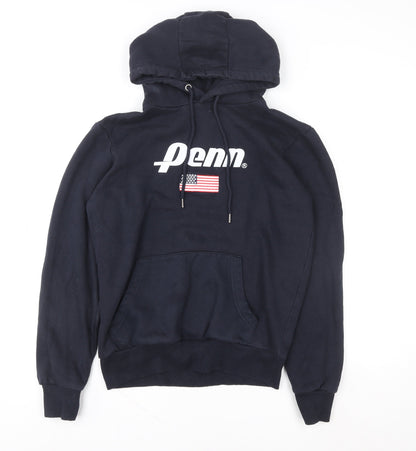 Primark Penn Men's Black Pullover Hoodie M USA Graphic Cotton Blend