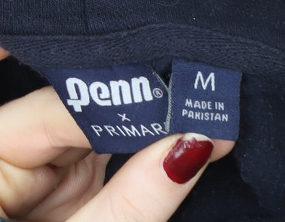 Primark Penn Men's Black Pullover Hoodie M USA Graphic Cotton Blend