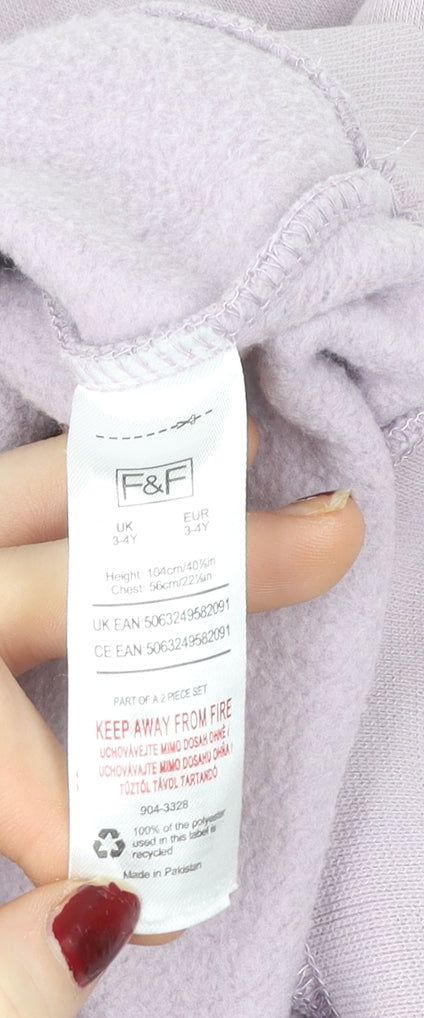 F&F Girls Purple Limitless Possibilities Pullover Sweatshirt 3-4 Years