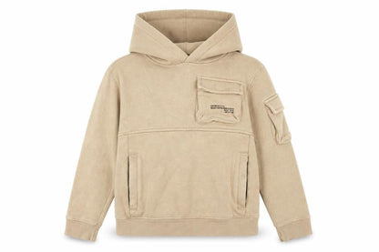 Next Boys Beige Cotton Blend Pullover Hoodie Age 7 Cargo Pocket Style