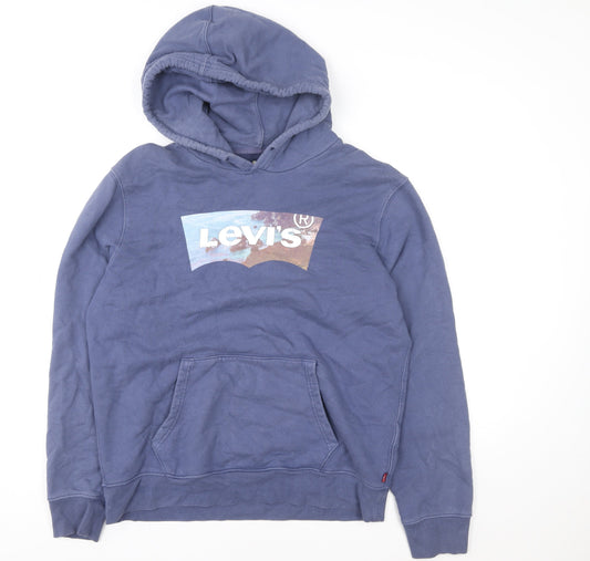 Mens UK Size M Levi's Blue Pullover Hoodie