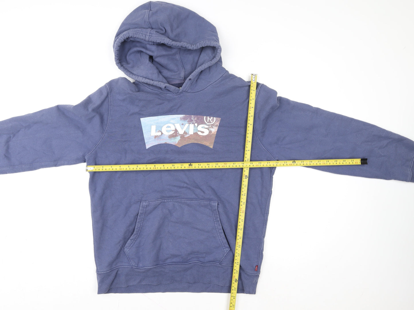 Mens UK Size M Levi's Blue Pullover Hoodie