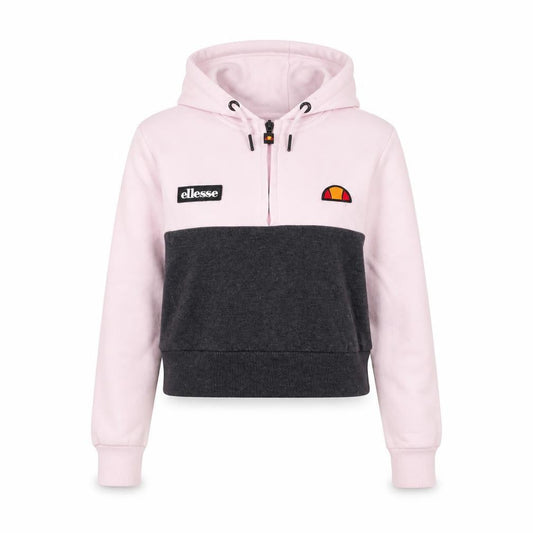 Front view of Ellesse women’s uk 6 pink & charcoal full zip cropped hoodie