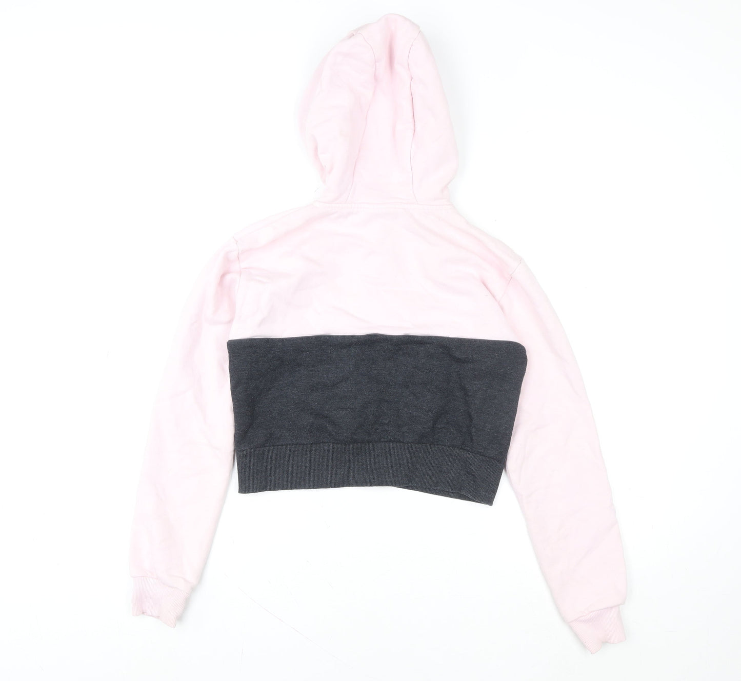 Ellesse Womens UK 6 Pink & Charcoal Full Zip Cropped Hoodie