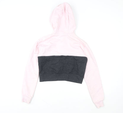 Ellesse Womens UK 6 Pink & Charcoal Full Zip Cropped Hoodie
