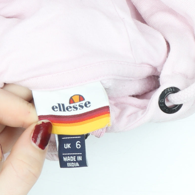 Ellesse Womens UK 6 Pink & Charcoal Full Zip Cropped Hoodie