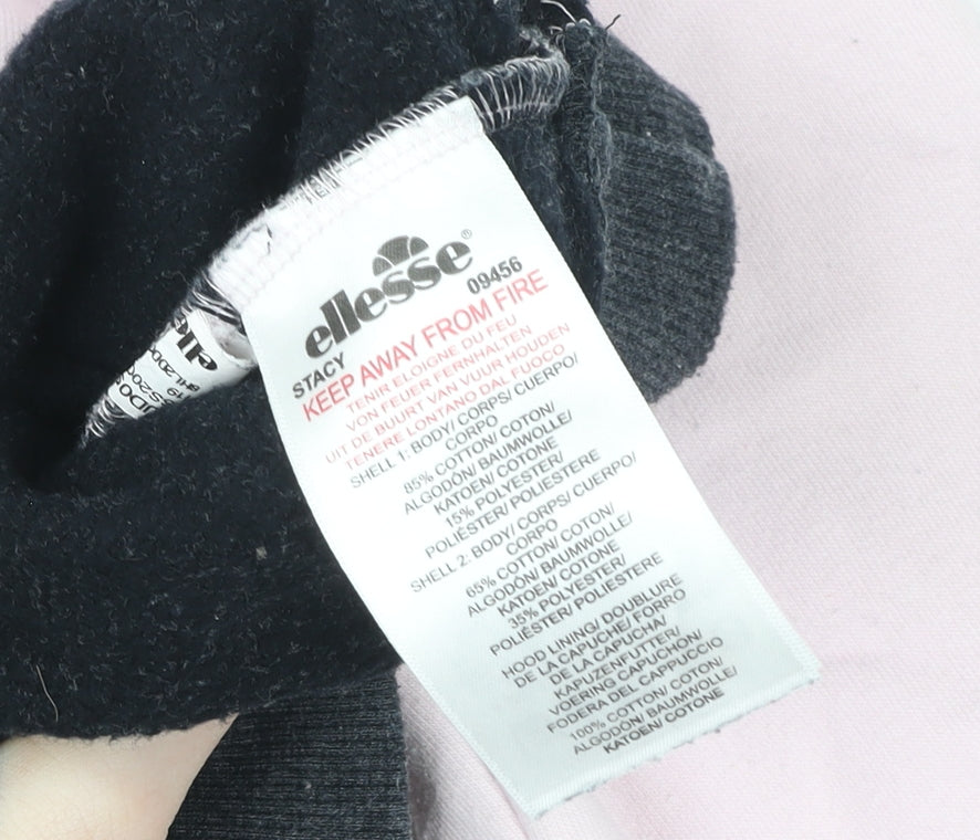 Ellesse Womens UK 6 Pink & Charcoal Full Zip Cropped Hoodie