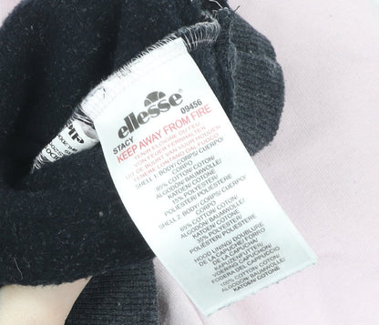 Ellesse Womens UK 6 Pink & Charcoal Full Zip Cropped Hoodie